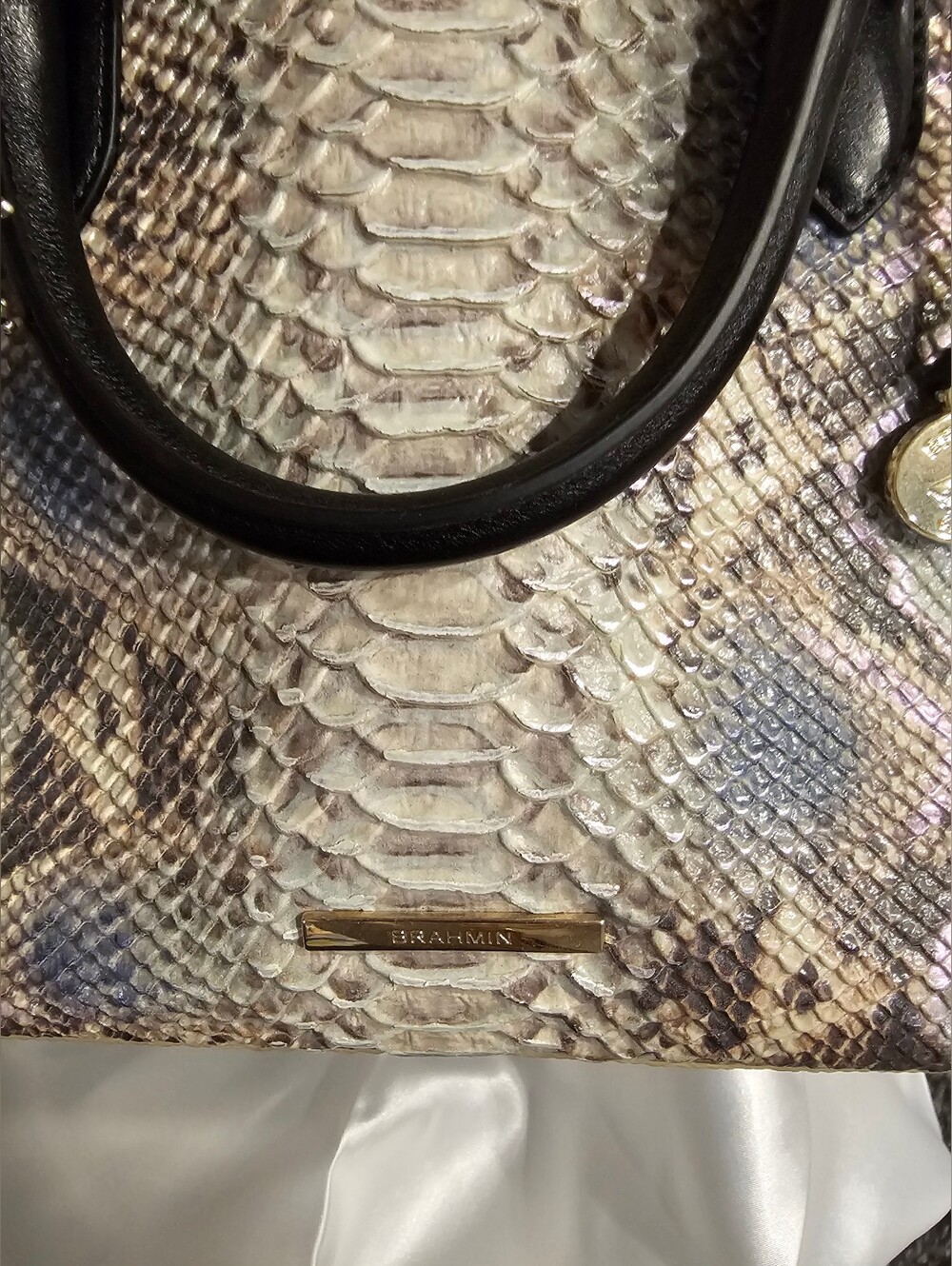 Rare NWT Brahmin Sample Medium Duxbury Satchel Iridescent Haven Roxanne Leather - Picture 5 of 7